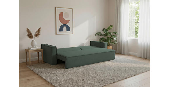 SCHLAFSOFA  mit Rücken echt, Armteil links, Armteil rechts Cord Dunkelgrün  - Dunkelgrün/Schwarz, Design, Textil (232/85/92cm) - Xora
