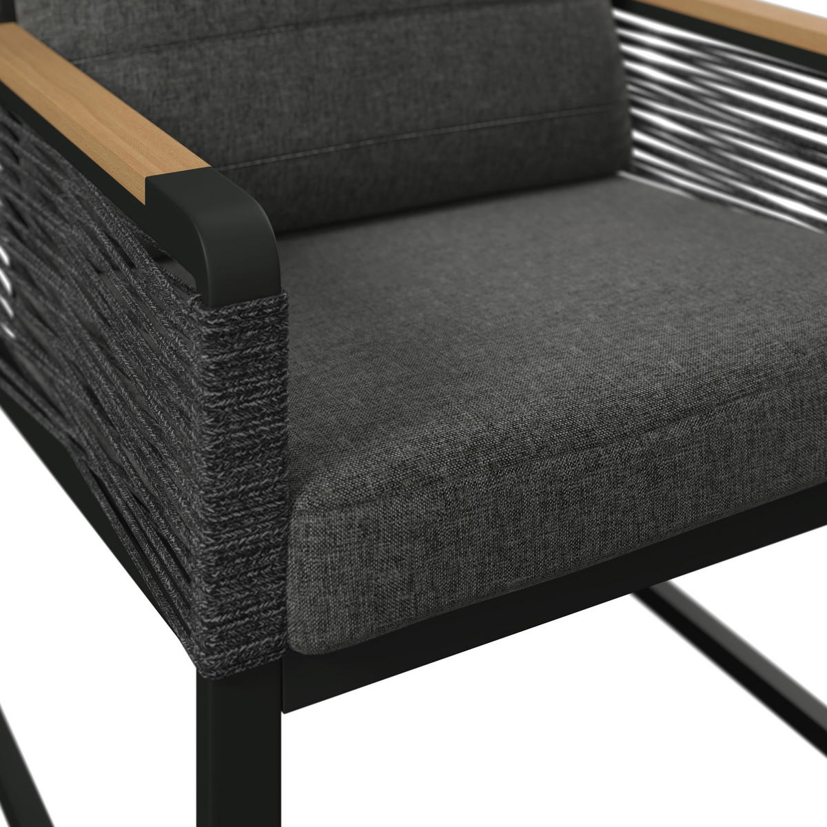 KERTI KAROSSZÉK fém, műanyag, textil natúr színű, sötétszürke  - natúr színű/sötétszürke, Modern, műanyag/textil (59/86/68cm) - Ambia Garden