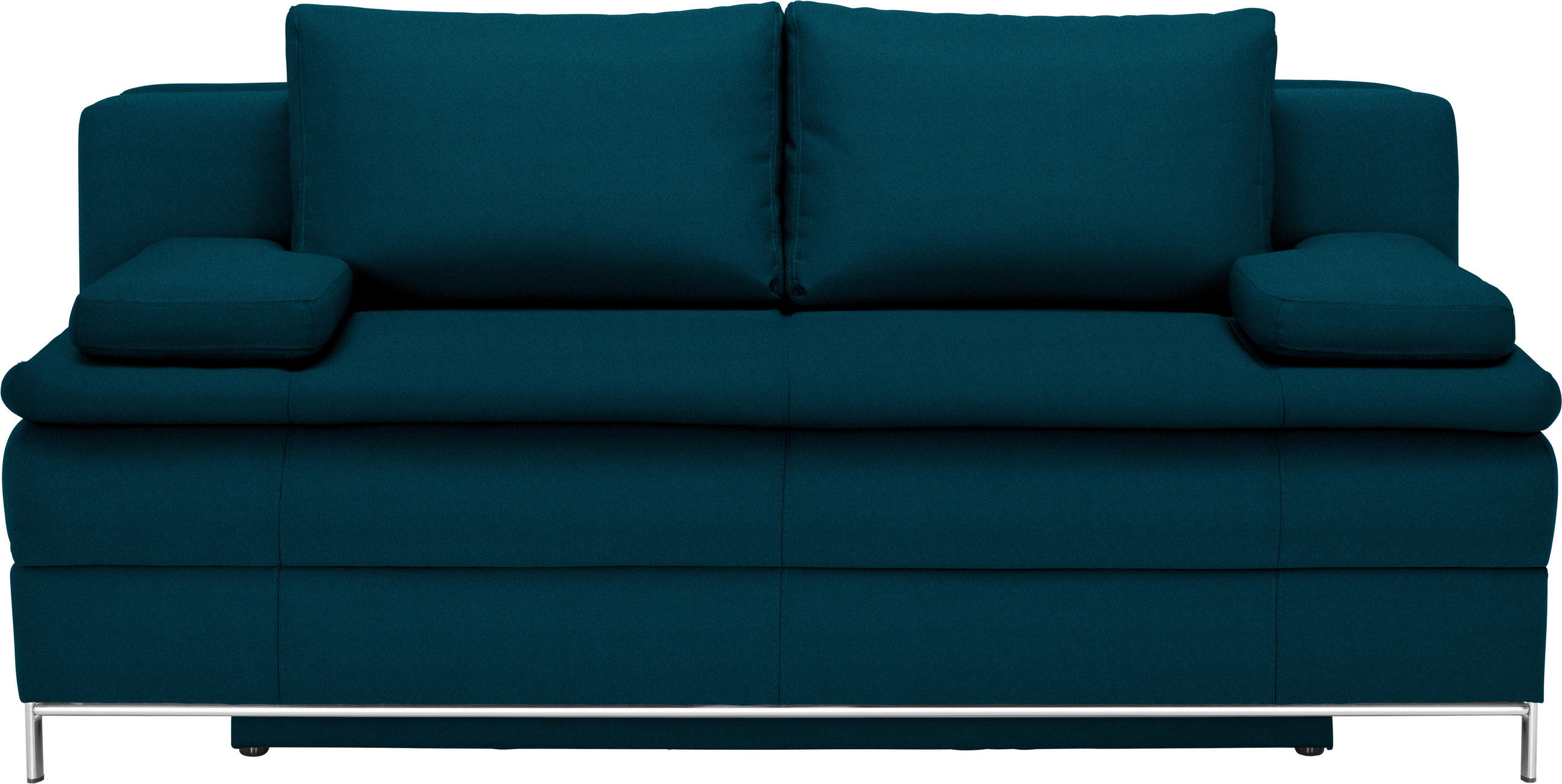 BOXSPRINGSOFA Petrol  - Chromfarben/Petrol, Design, Textil/Metall (200/93/107cm) - Novel