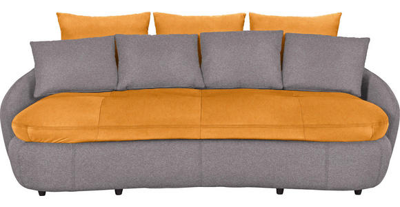 MEGASOFA in Textil Grau, Orange - Schwarz/Orange, Design, Kunststoff/Textil (238/80/143cm) - Hom`in