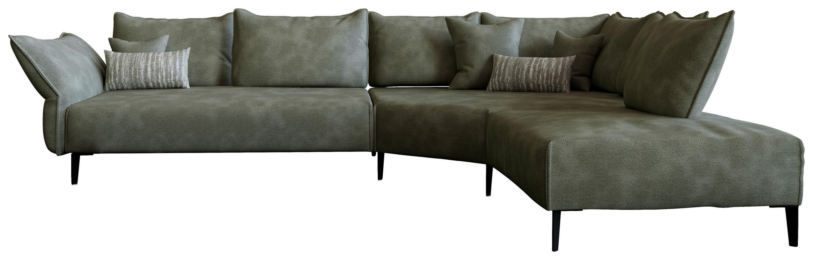 ECKSOFA Chenille, Flachgewebe Grün  - Schwarz/Grün, Modern, Textil/Metall (340/272cm) - W.Schillig