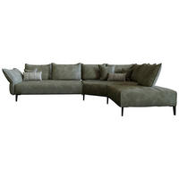 ECKSOFA Chenille, Flachgewebe Grün  - Schwarz/Grün, Modern, Textil/Metall (340/272cm) - W.Schillig