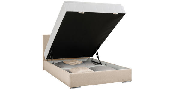 BOXBETT 90/200 cm  in Beige  - Chromfarben/Beige, KONVENTIONELL, Kunststoff/Textil (90/200cm) - Carryhome