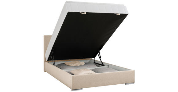 BOXBETT 90/200 cm in Beige - Chromfarben/Beige, KONVENTIONELL, Kunststoff/Textil (90/200cm) - Carryhome