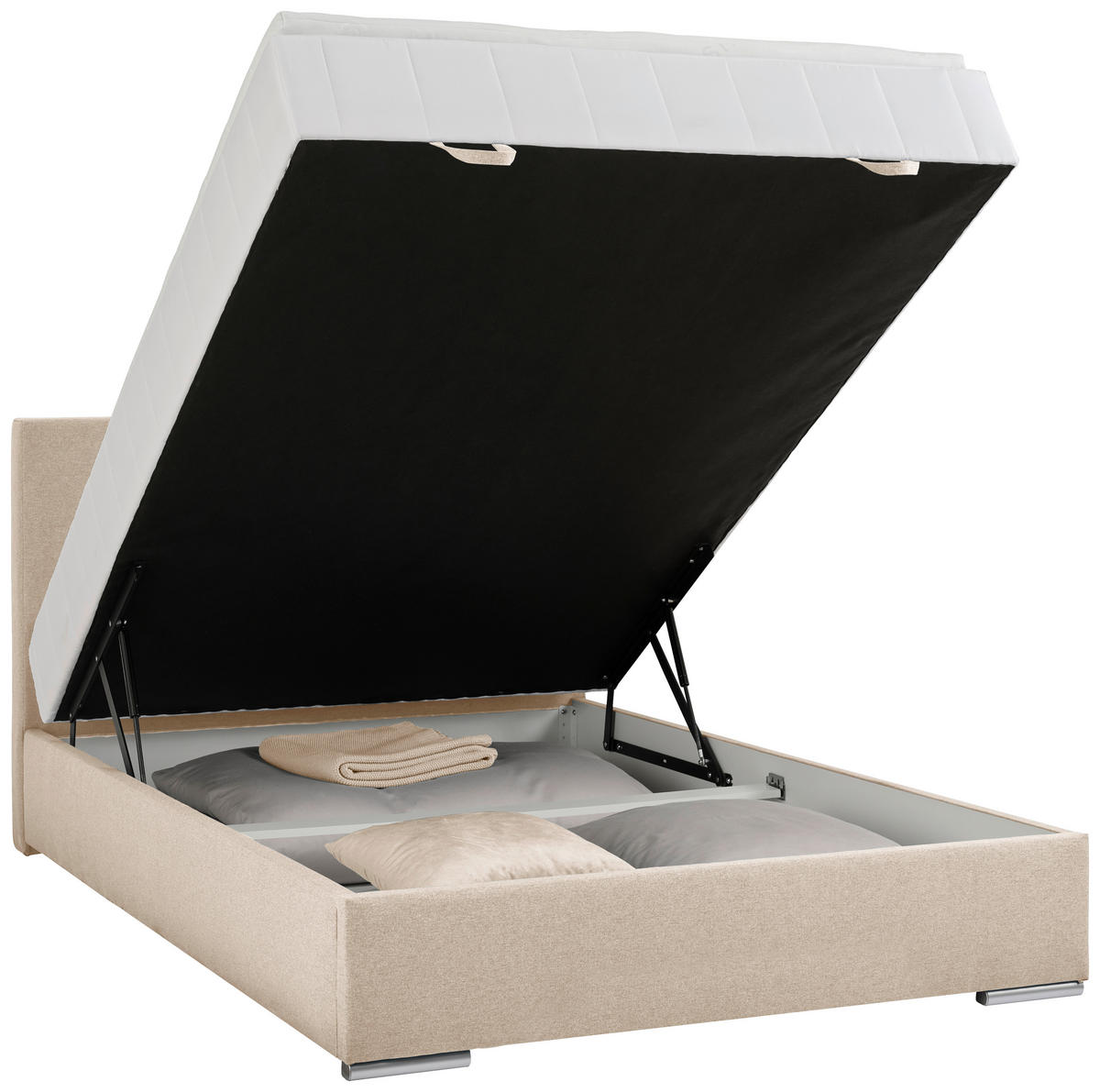 BOXBETT 90/200 cm  in Beige  - Chromfarben/Beige, KONVENTIONELL, Kunststoff/Textil (90/200cm) - Carryhome
