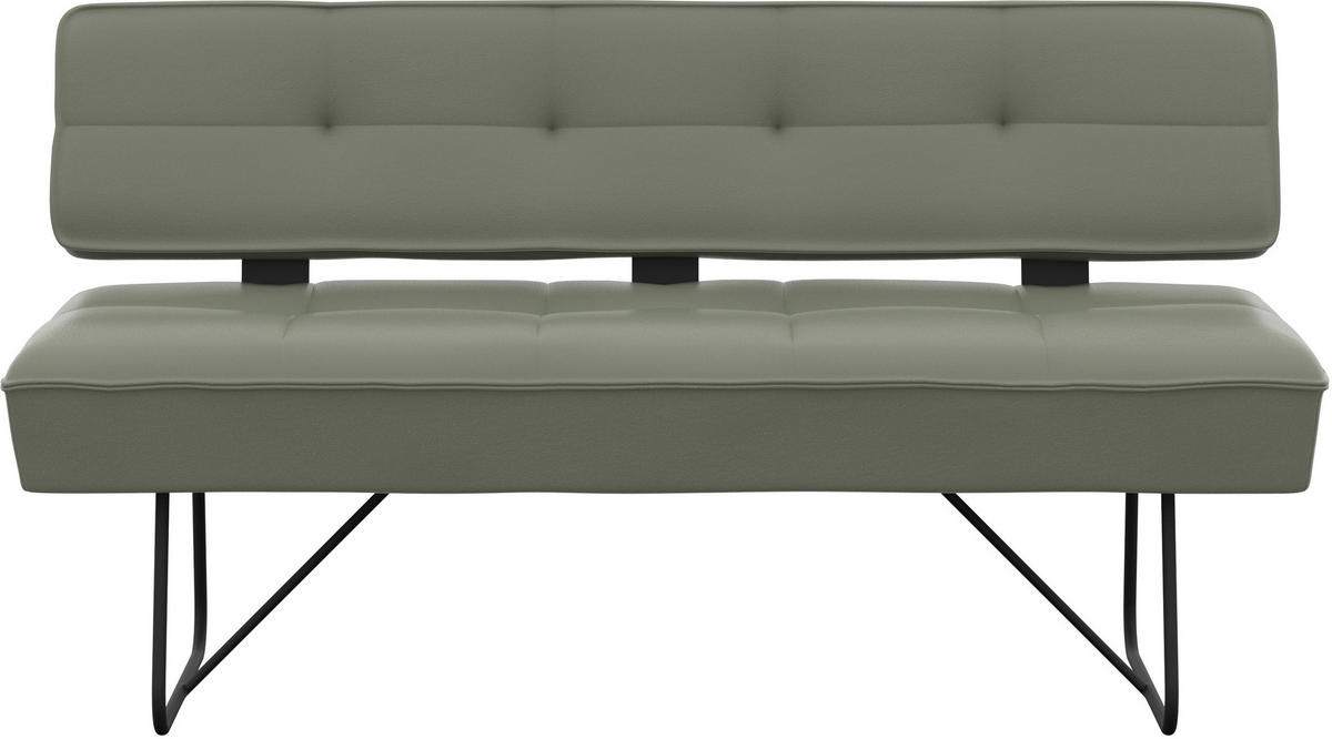 SITZBANK 165/88/66 cm Echtleder Graugrün  - Schwarz/Graugrün, Design, Leder/Metall (165/88/66cm) - Moderano