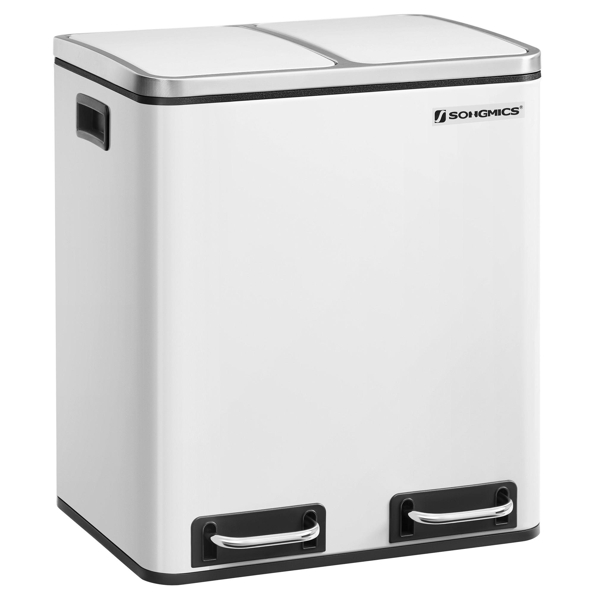 ABFALLSAMMLER 30 L  - Schwarz/Weiß, Basics, Kunststoff/Metall (41/47/36cm)