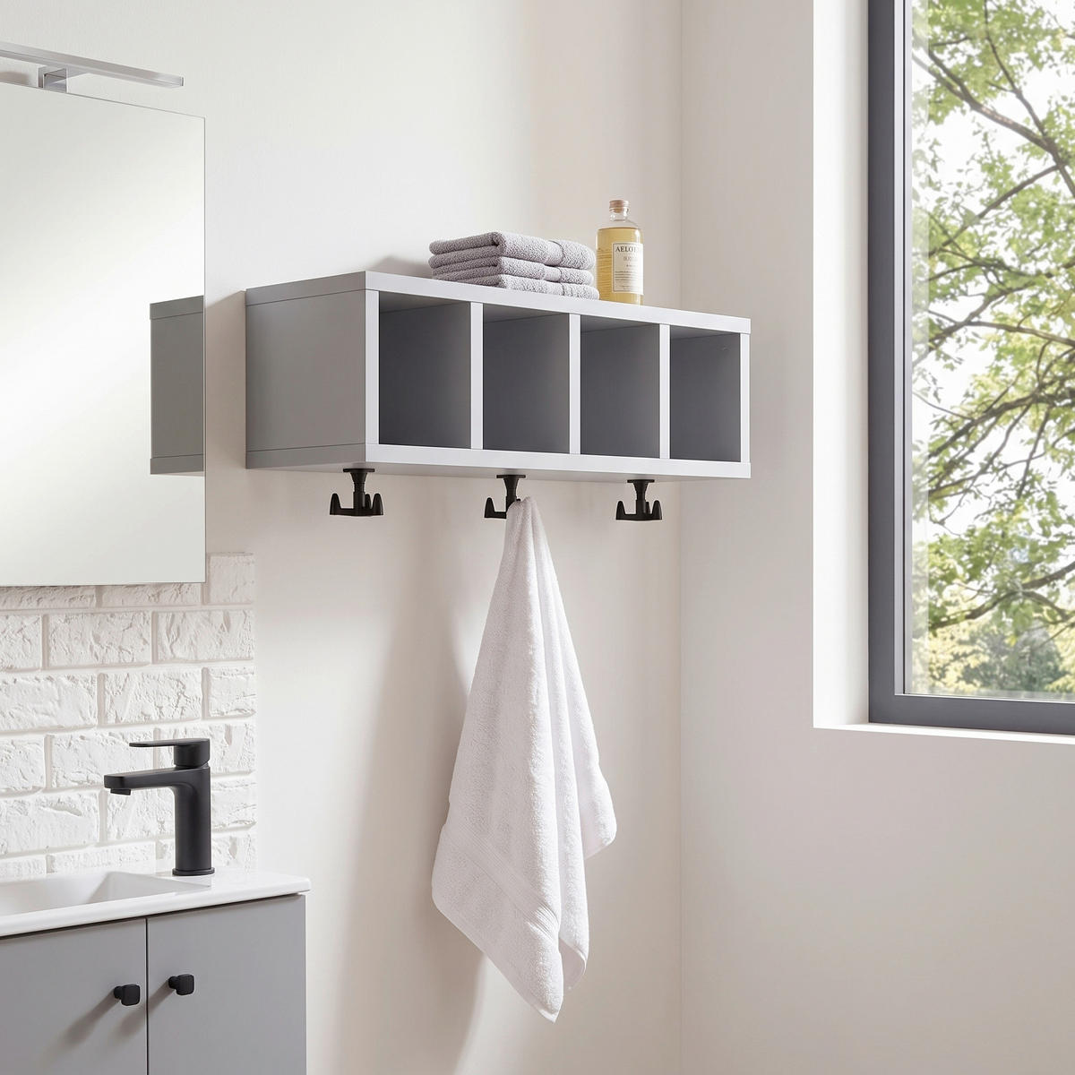 STENSKI REGAL 60/200/17,6 cm siva  - siva, Moderno, leseni material (60/200/17,6cm) - MID.YOU