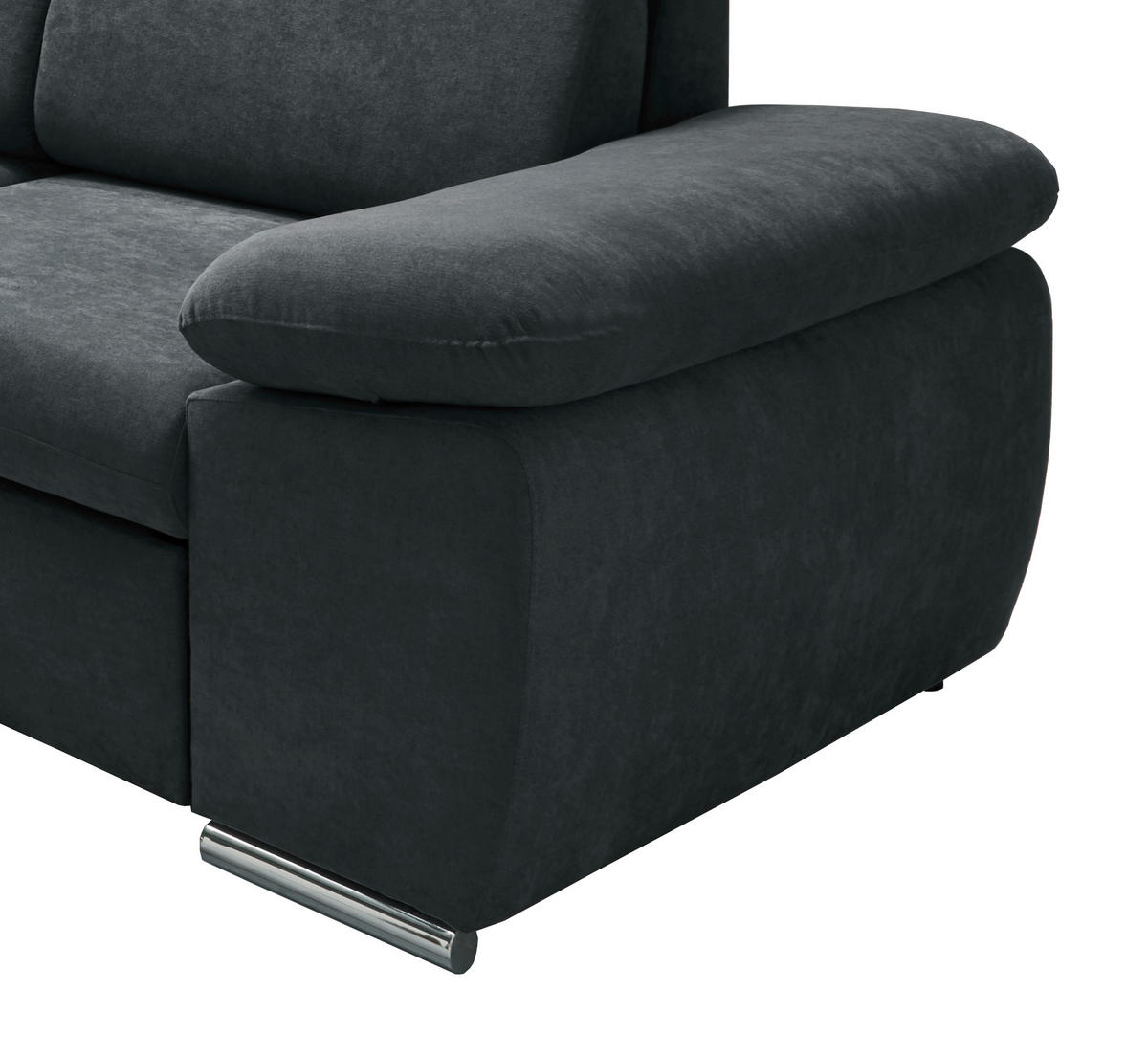 ECKSOFA in Mikrofaser Anthrazit  - Chromfarben/Anthrazit, Design, Textil/Metall (228/283cm) - Livetastic