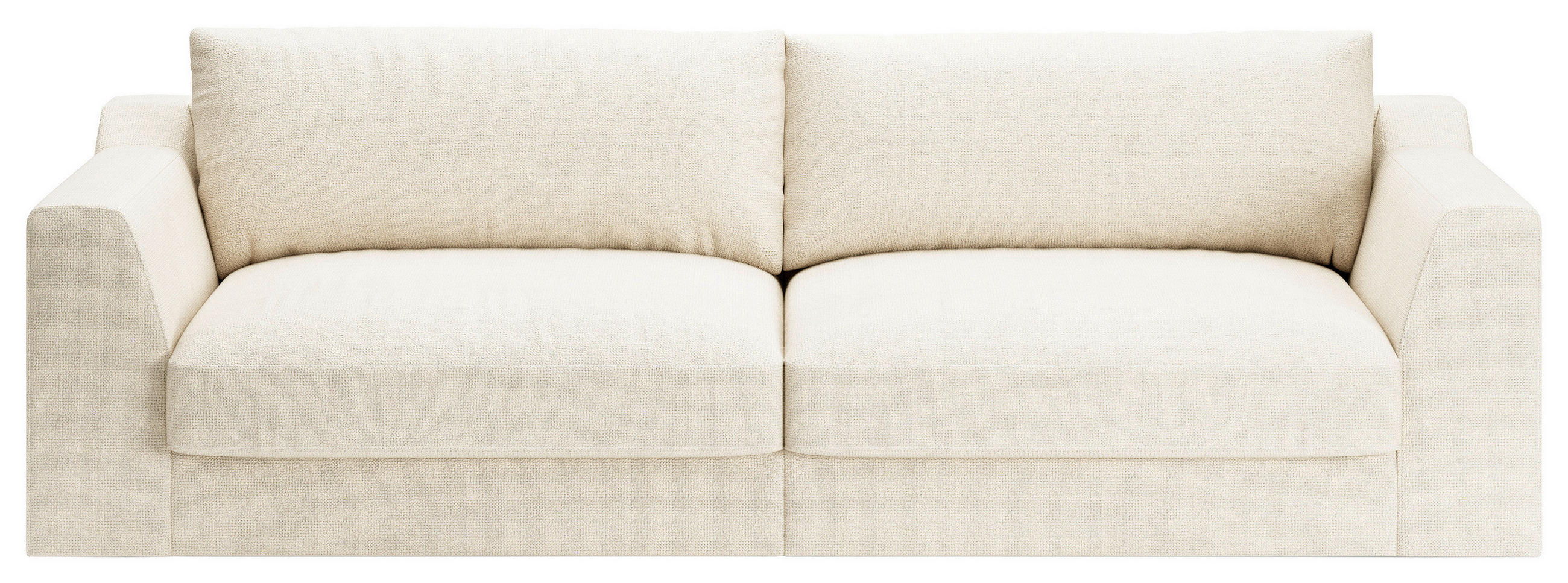 BIGSOFA in Chenille, Flachgewebe Creme  - Creme/Schwarz, Design, Kunststoff/Textil (276/90/109cm) - Sit & More