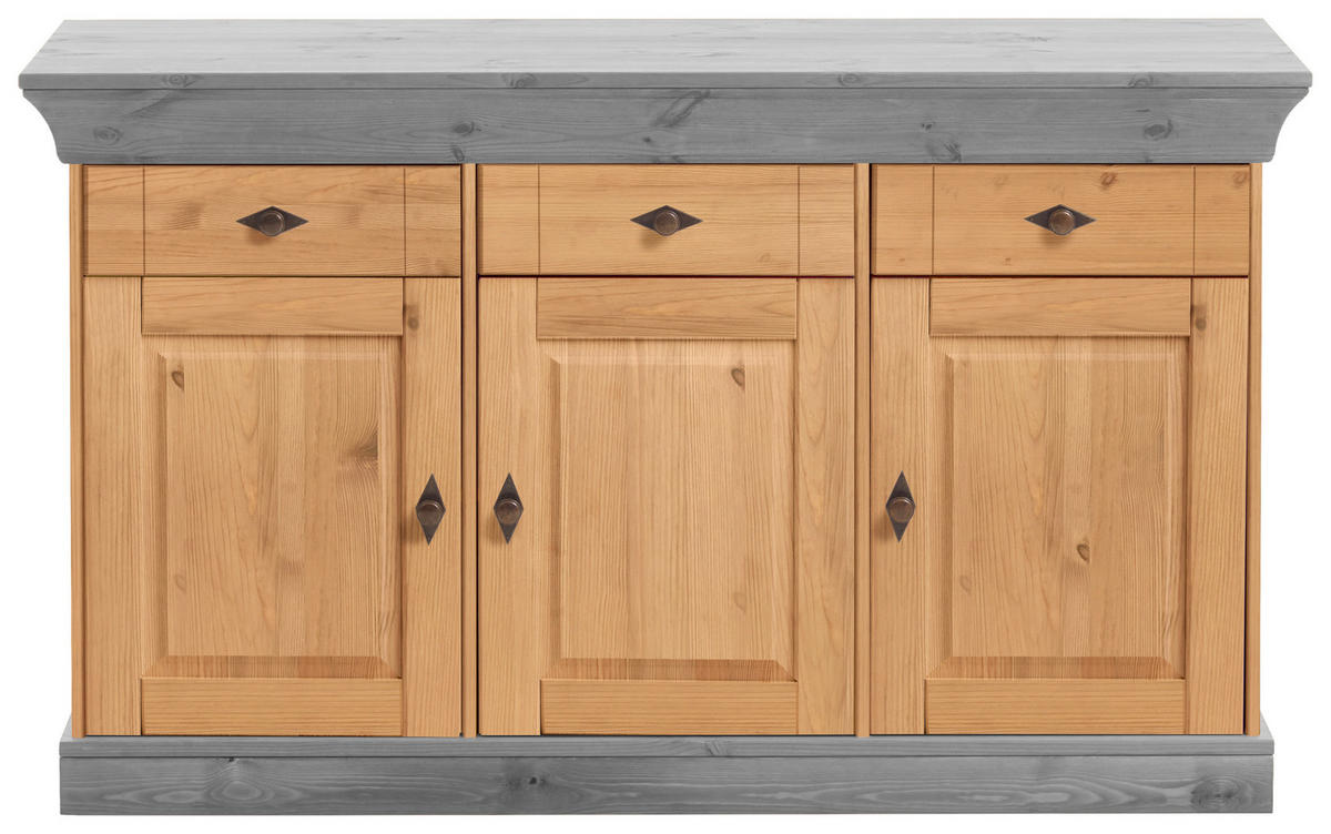SIDEBOARD  in 143/85/45 cm  - Laugenfarbig/Grau, ROMANTIK / LANDHAUS, Holz/Metall (143/85/45cm) - Boxxx