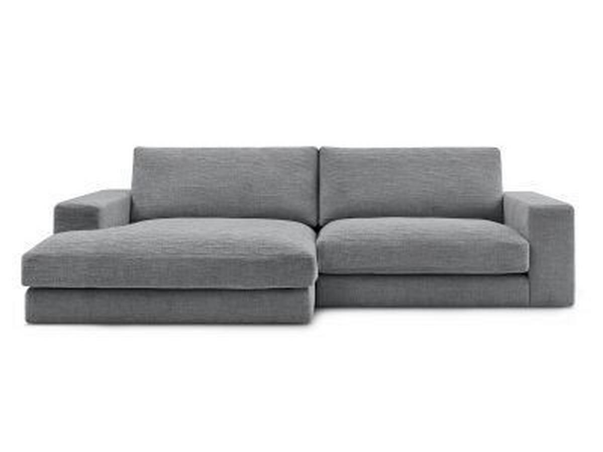 ECKSOFA Ottomane links  LEONARD  Dunkelgrau Struktur  - Dunkelgrau/Schwarz, MODERN, Kunststoff/Textil (159/274cm)