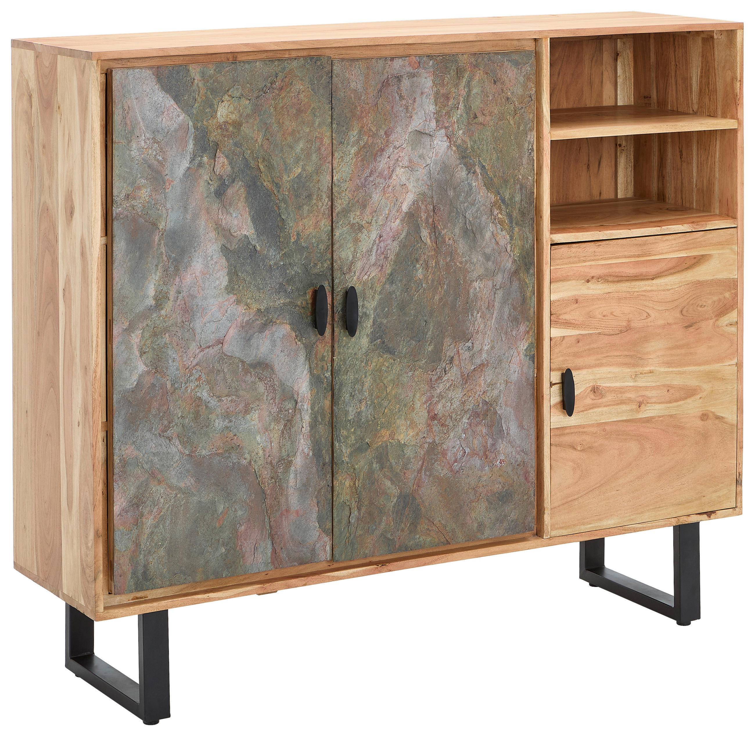 Tallinn Sideboard 140/120/40 cm  in Naturfarben  - Goldfarben/Naturfarben, Natur, Holz/Metall (140/120/40cm) - Livetastic