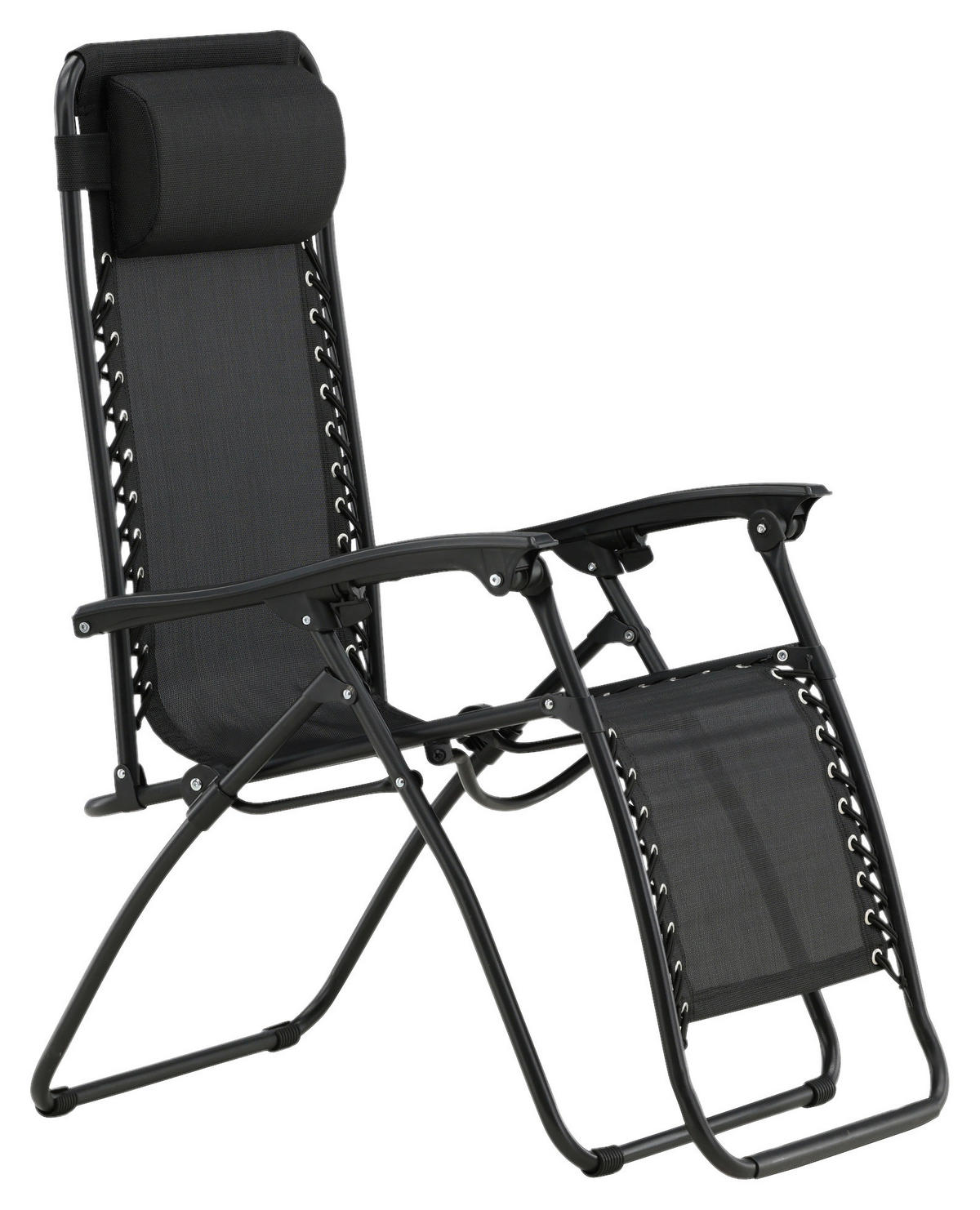 GARTEN-RELAXSESSEL 68/112/90 cm  - Schwarz, KONVENTIONELL, Kunststoff/Textil (68/112/90cm) - Gardenson