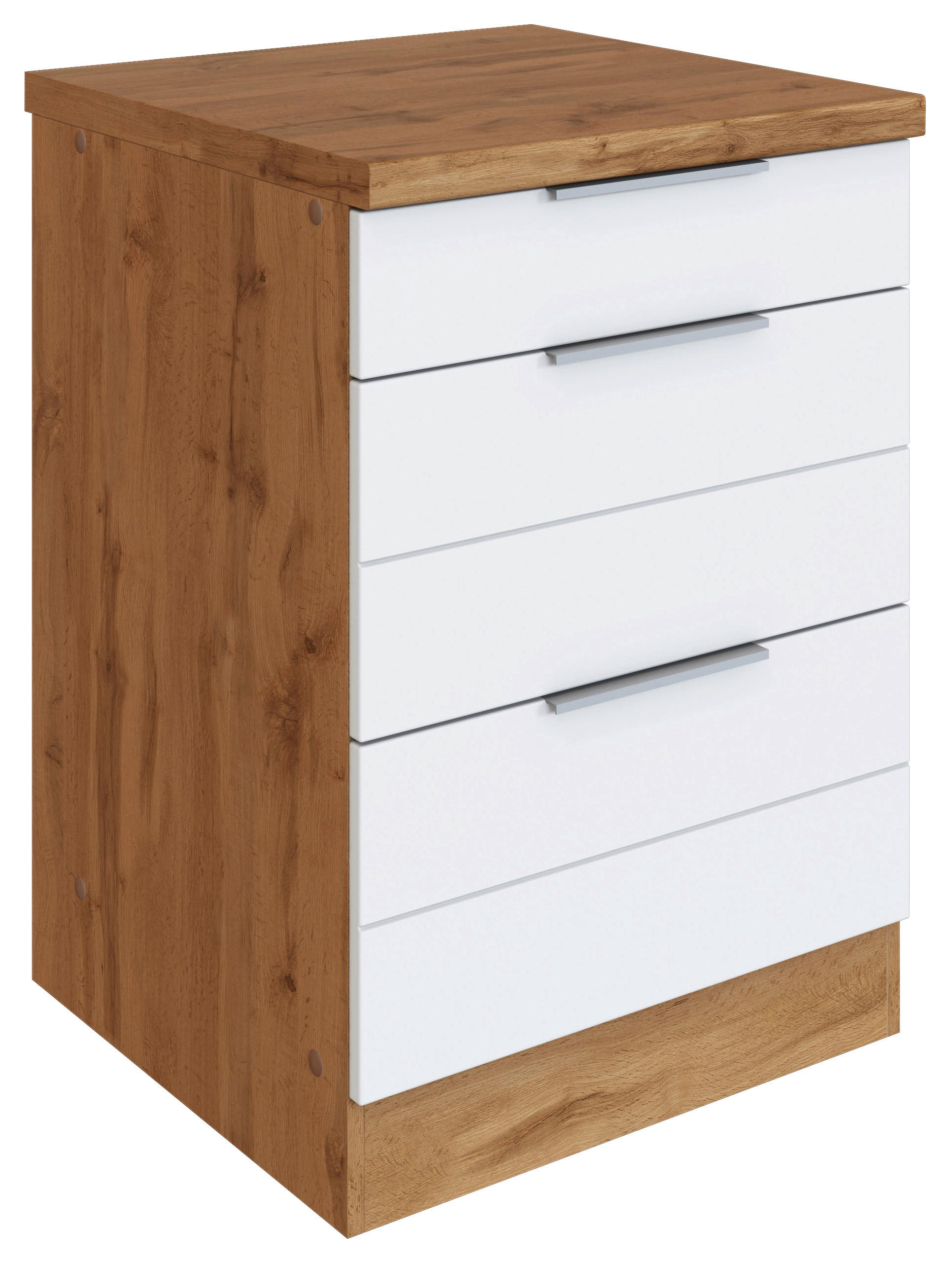 KÜCHENUNTERSCHRANK 60/86/60 cm  in Weiß, Eiche Wotan  - Eiche Wotan/Weiß, Design, Holzwerkstoff/Metall (60/86/60cm) - Held