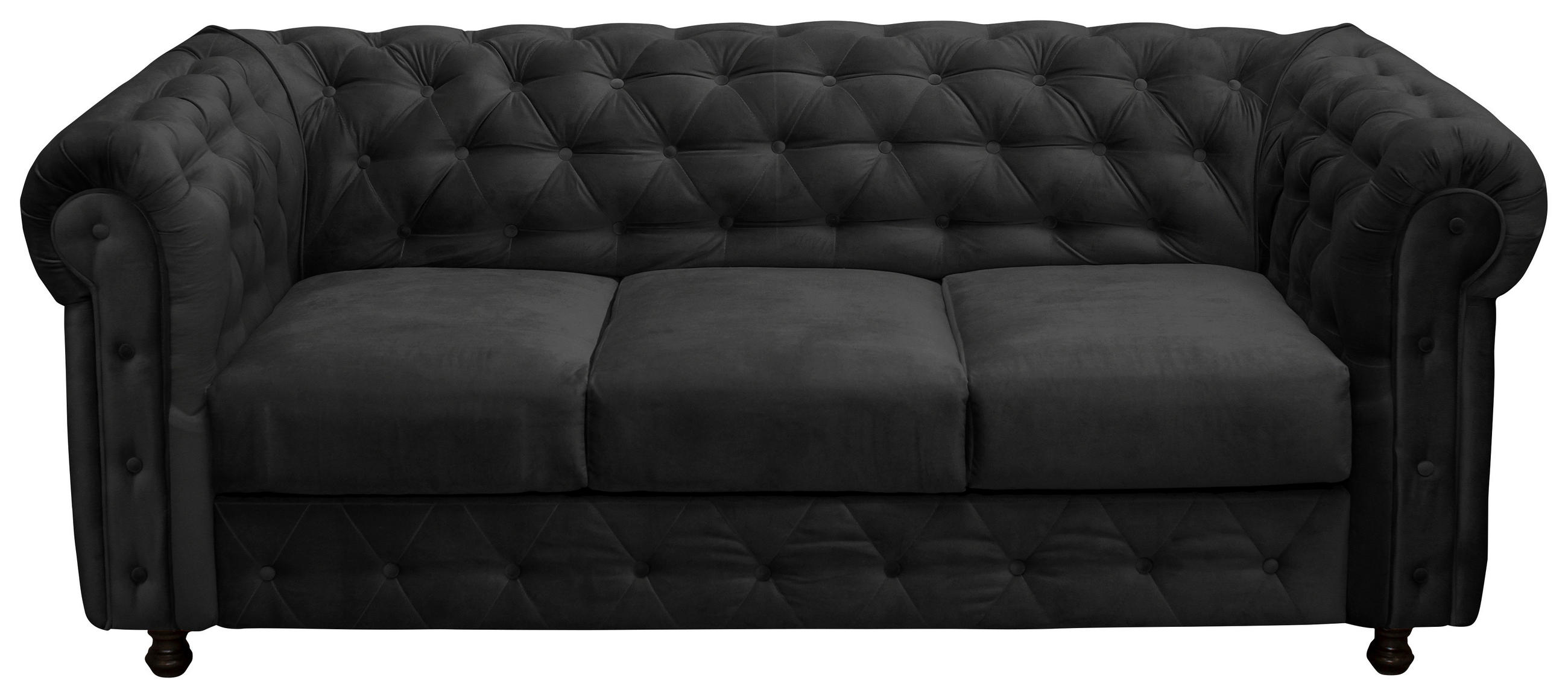 Chesterfield-Sofa Cardiff Anthrazit 3-Sitzer Samt