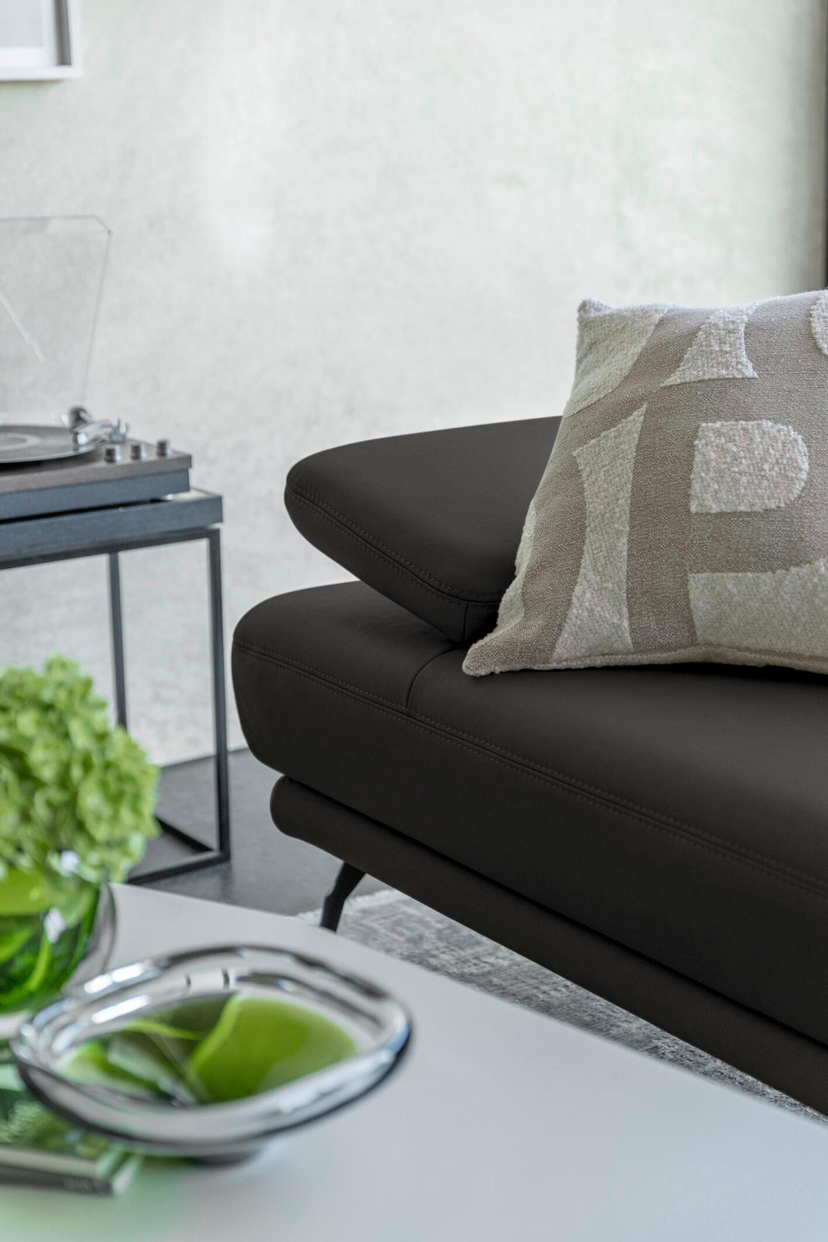 ECKSOFA JOOP! STUDIO in Echtleder Dunkelgrau  180/301 cm  - Dunkelgrau/Schwarz, KONVENTIONELL, Leder/Metall (180/301cm) - Joop!