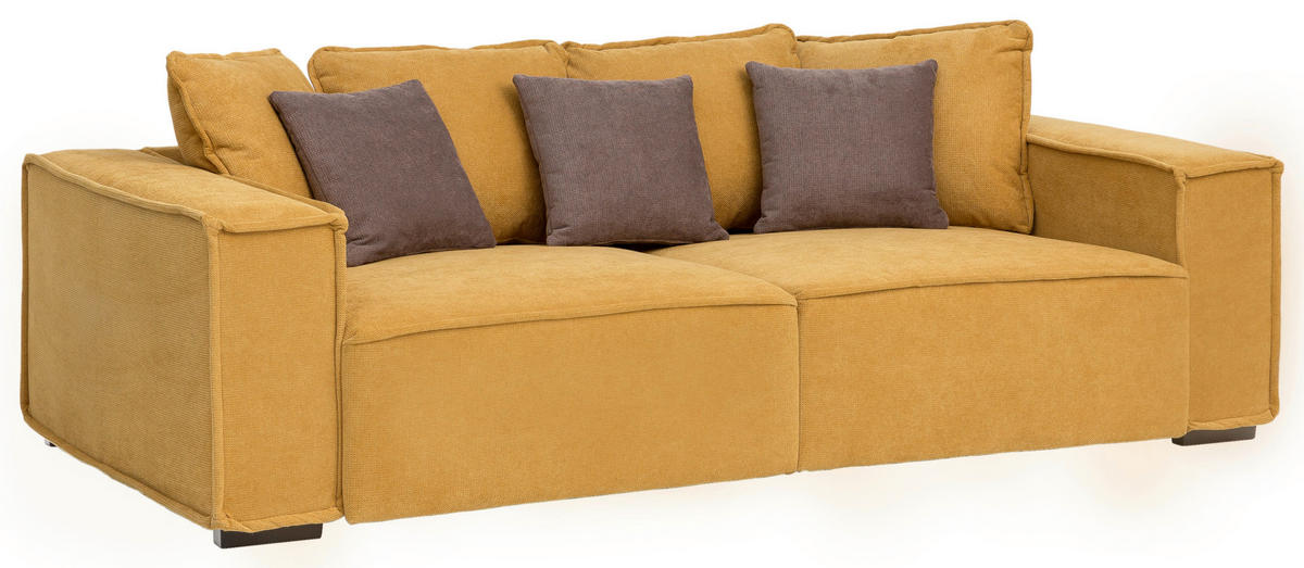 BIGSOFA in Taupe, Gelb  - Taupe/Gelb, Modern, Holz/Textil (244/62/117cm) - MID.YOU