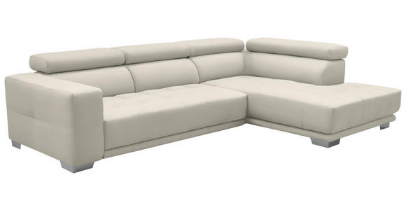 ECKSOFA in Mikrofaser Weiß  - Chromfarben/Weiß, Design, Textil/Metall (301/207cm) - Xora