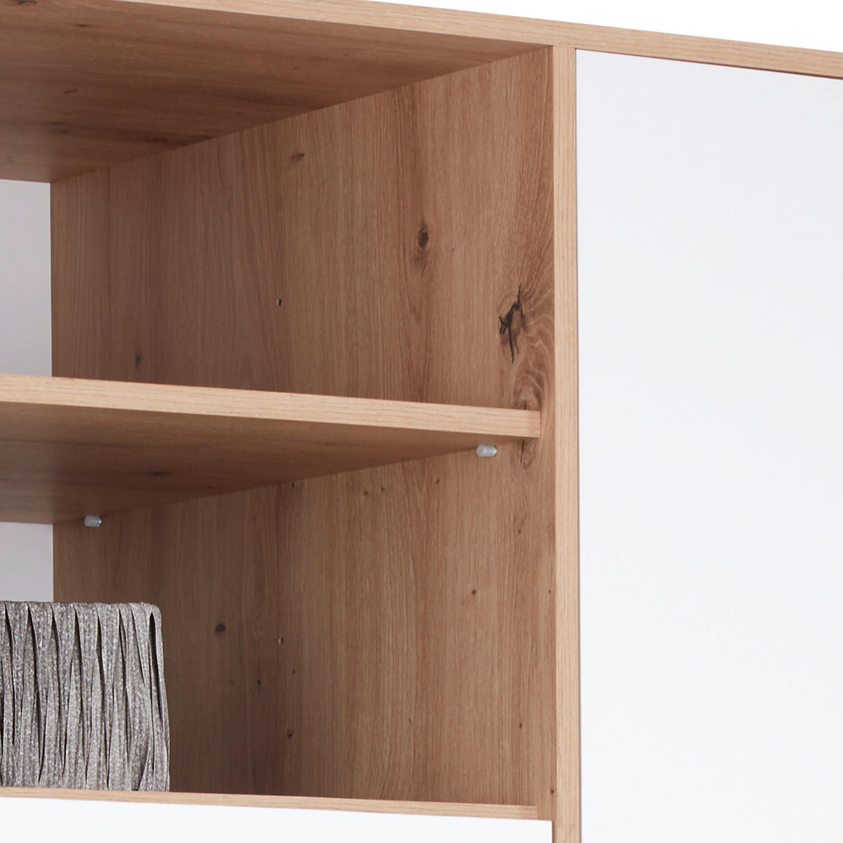 KLEIDERSCHRANK 98/205/55 cm 2-türig Weiß, Eiche Artisan  - Alufarben/Weiß, MODERN, Holzwerkstoff/Kunststoff (98/205/55cm) - Ondega