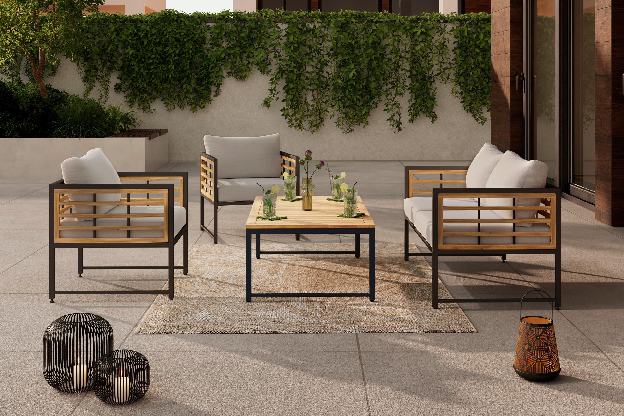LOUNGESESSEL Akazie vollmassiv Stahl  - MODERN, Holz/Textil (65/67,5/63,5cm) - Ambia Garden