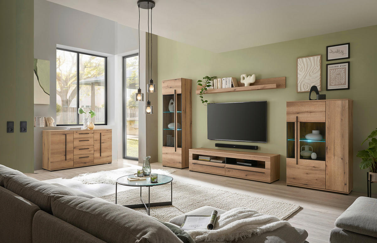 SIDEBOARD  150/86/42 cm 4 Schublade(n)  - Eichefarben/Schwarz, Design, Holzwerkstoff/Kunststoff (150/86/42cm) - Livetastic