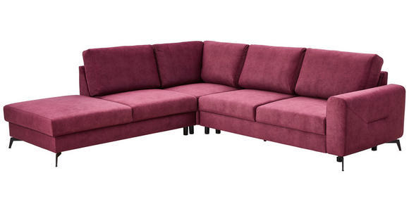ECKSOFA Bordeaux Chenille - Bordeaux/Schwarz, KONVENTIONELL, Textil/Metall (257/275cm) - Carryhome