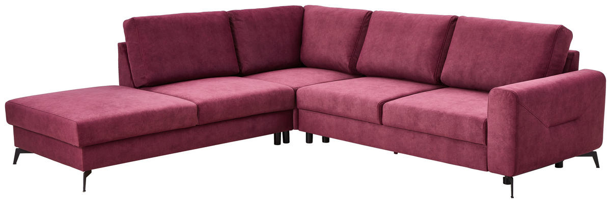 ECKSOFA in Chenille Bordeaux  257/275 cm  - Bordeaux/Schwarz, KONVENTIONELL, Textil/Metall (257/275cm) - MID.YOU