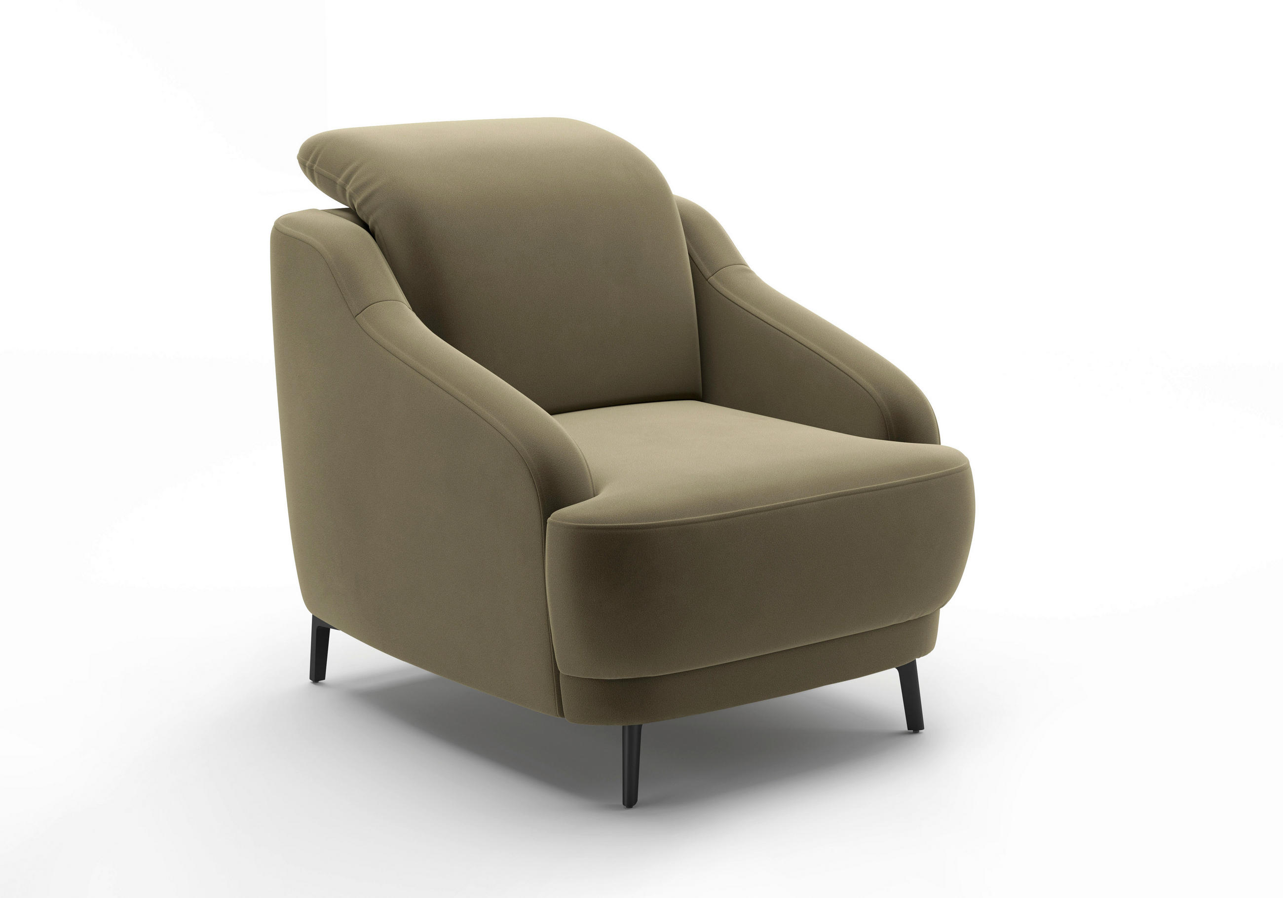 SESSEL in Samt Olivgrün  - Schwarz/Olivgrün, MODERN, Textil/Metall (87/93/104cm) - Sit & More