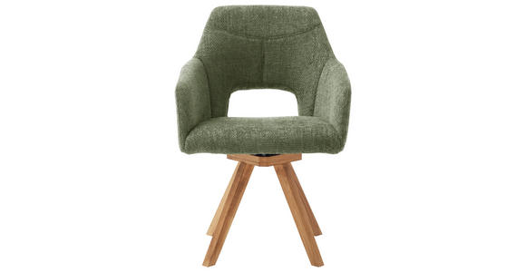 ARMLEHNSTUHL in Webstoff - Wildeiche/Olivgrün, KONVENTIONELL, Holz/Textil (57/84/57cm) - Voleo