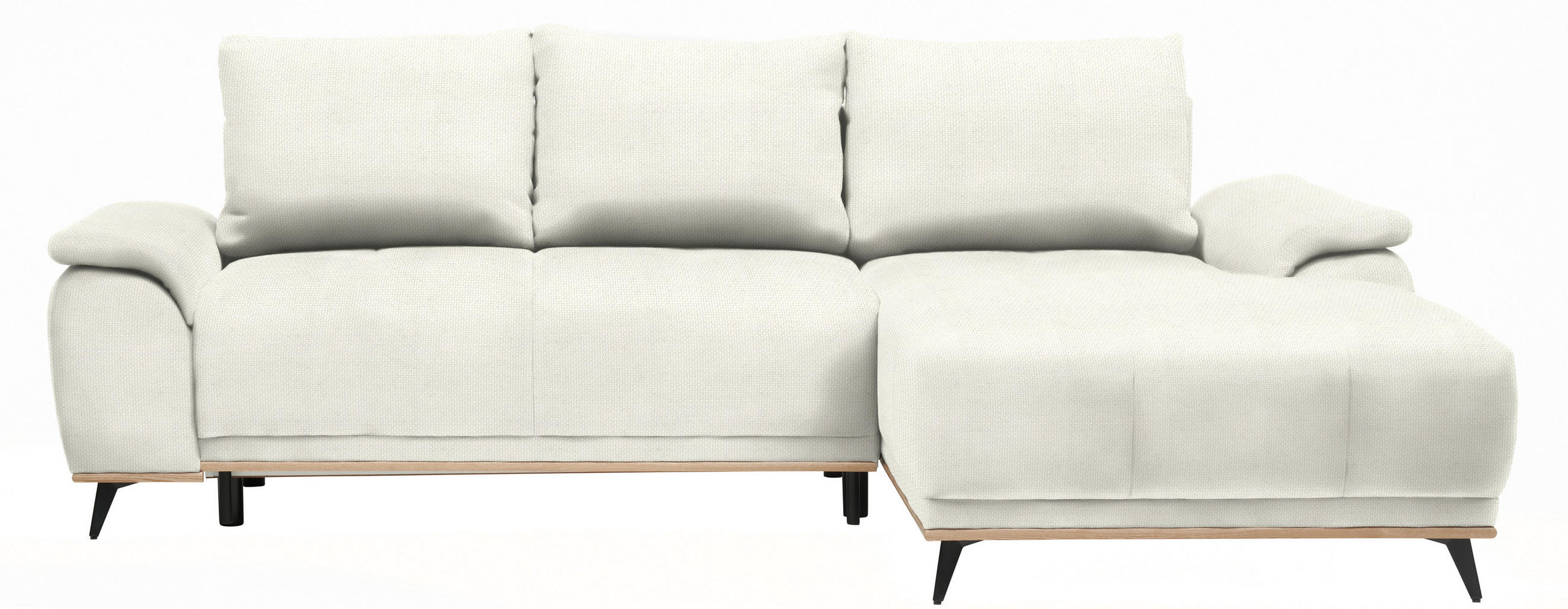 ECKSOFA Weiß Struktur  - Schwarz/Weiß, MODERN, Textil/Metall (262/168cm) - home24