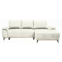 ECKSOFA in Struktur Weiss  - Weiss/Schwarz, Modern, Textil/Metall (262/168cm) - home24