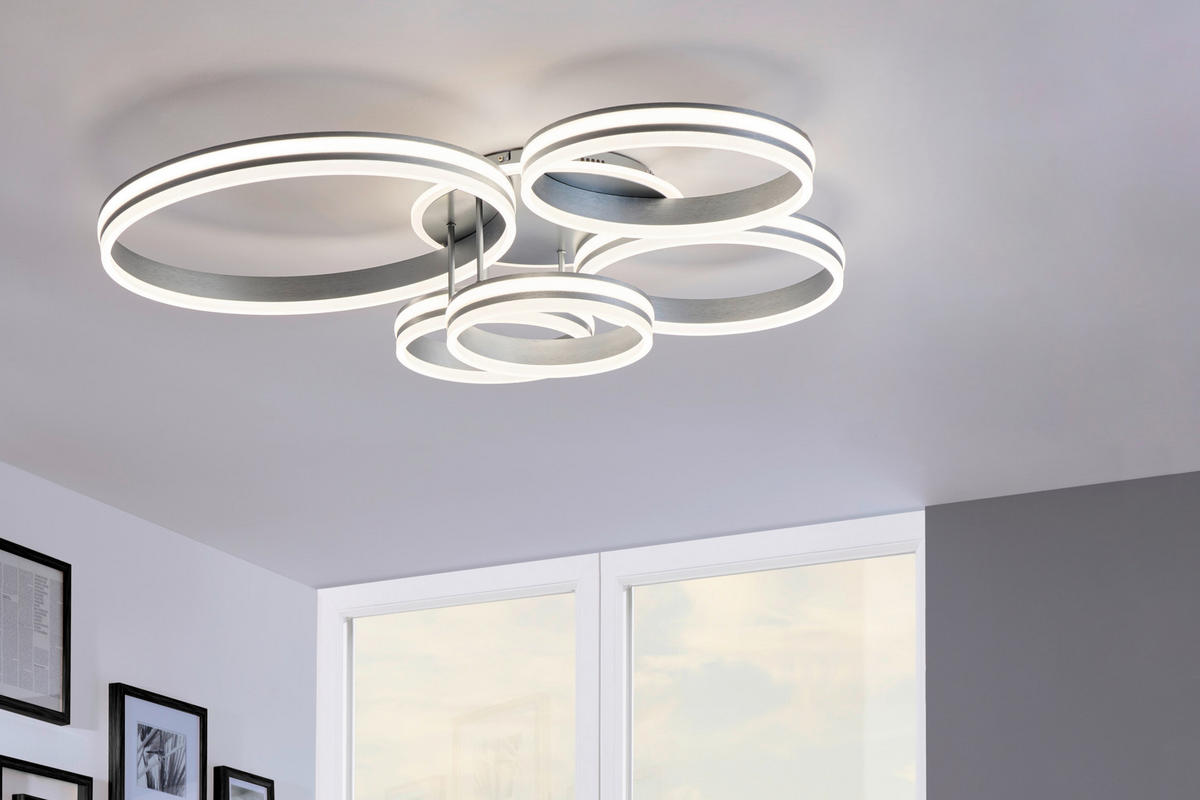 LED-DECKENLEUCHTE 114/90/20 cm   - Opal/Grau, Design, Kunststoff/Metall (114/90/20cm)