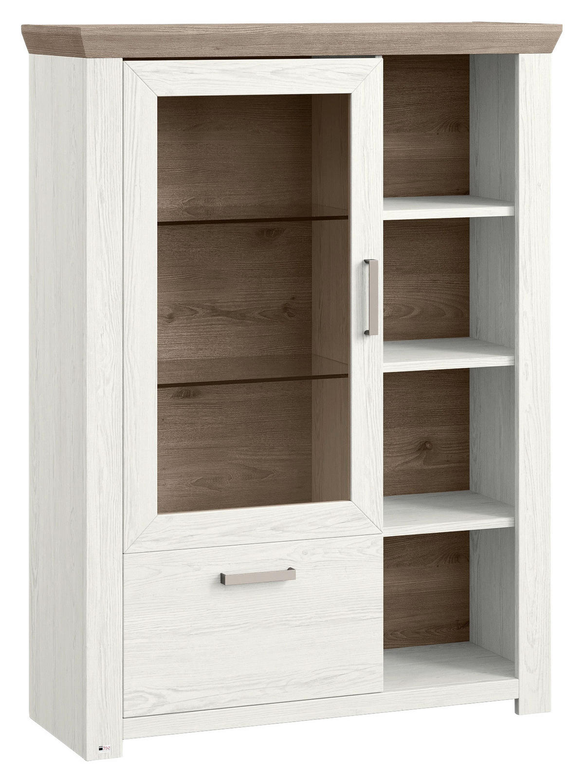 HIGHBOARD  in 104,5/142,6/42,2 cm  - Eichefarben/Weiß, Design, Glas/Holzwerkstoff (104,5/142,6/42,2cm) - SetOne by Musterring