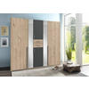KLEIDERSCHRANK 225/208/58 cm 6-türig Graphitfarben, Eichefarben  - Eichefarben/Alufarben, KONVENTIONELL, Glas/Holzwerkstoff (225/208/58cm) - Carryhome