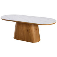 ESSTISCH 200/110/75 cm  Holz, Keramik, Papier oval Weiß  - Eichefarben/Weiß, MODERN, Holz/Keramik (200/110/75cm) - Livetastic