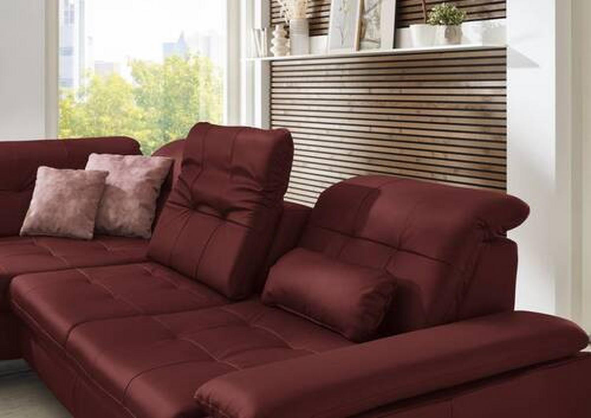 ECKSOFA in Echtleder Brombeere  - Brombeere, Basics, Leder/Metall (211/309cm) - Beldomo Speed
