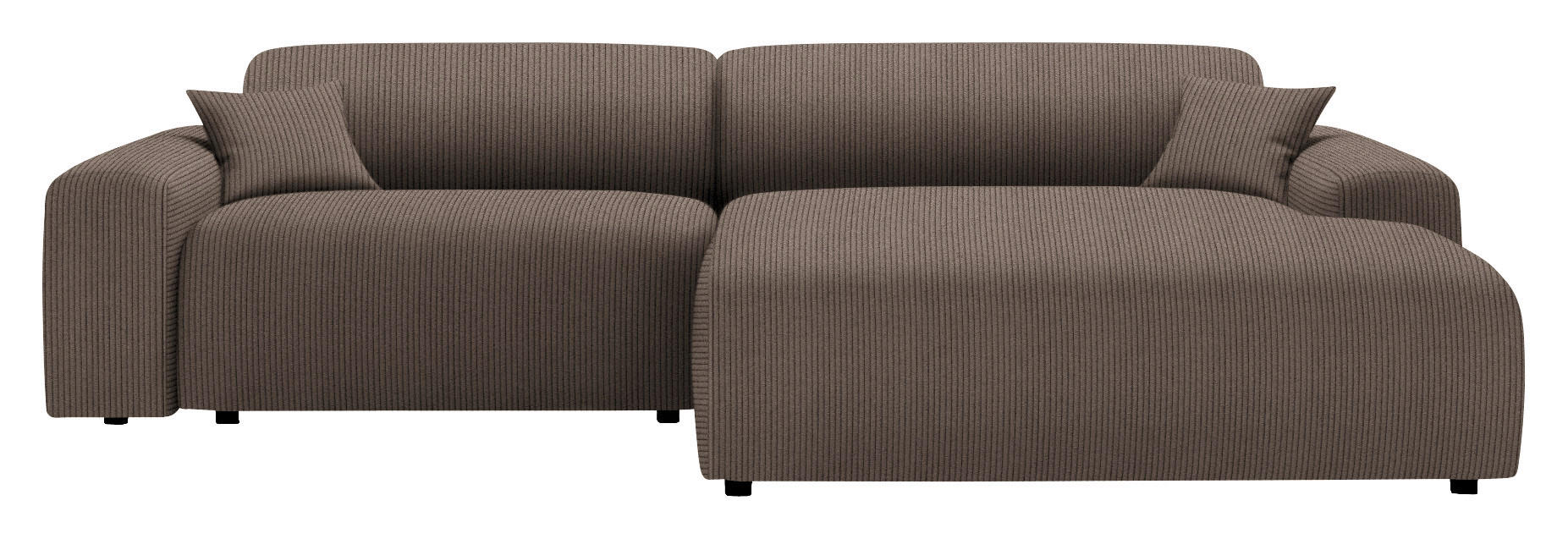 ECKSOFA in Velours, Feincord Braun  292/178 cm  - Schwarz/Braun, Design, Kunststoff/Textil (292/178cm) - home24