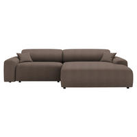 ECKSOFA in Velours, Feincord Braun  292/178 cm  - Schwarz/Braun, Design, Kunststoff/Textil (292/178cm) - home24