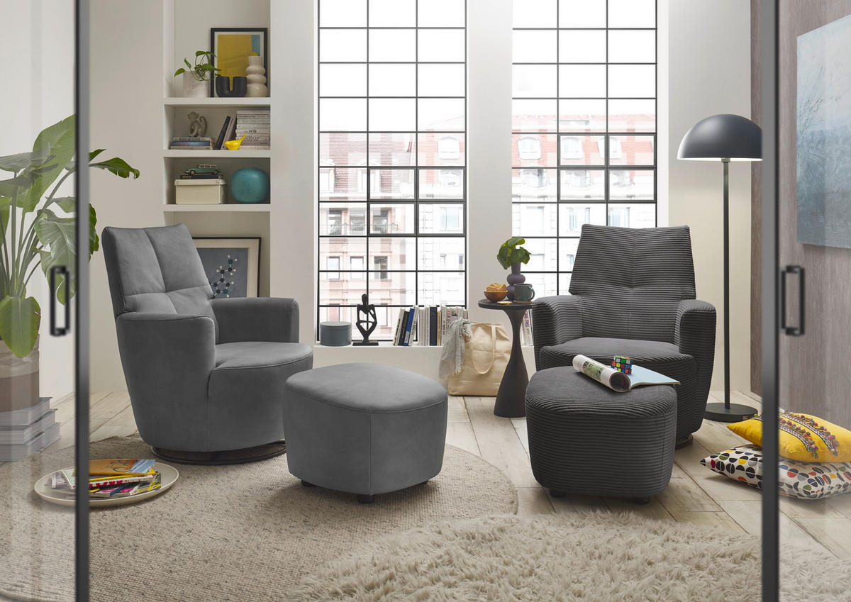 SESSEL Cord Dunkelgrau    - Dunkelgrau/Schwarz, Design, Textil/Metall (80/96/88cm) - SetOne by Musterring