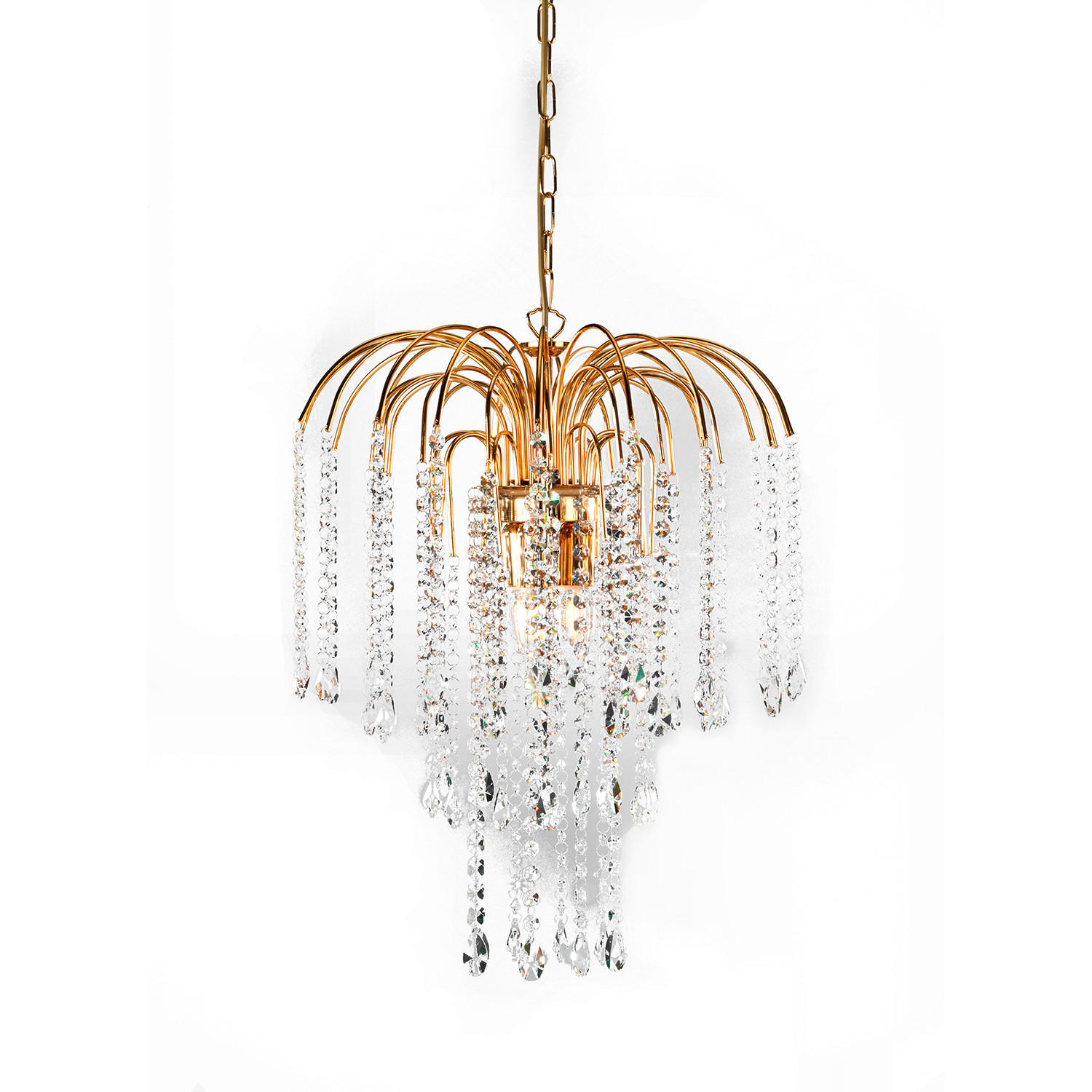 KRISTALL-HÄNGELEUCHTE 40/110 cm   - Goldfarben, KONVENTIONELL, Glas/Metall (40/110cm)