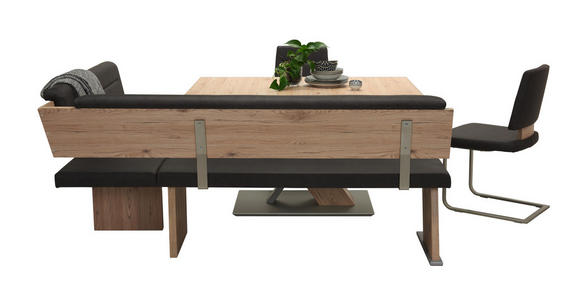 ECKBANKGRUPPE in Metall, Textil, Holzwerkstoff Eichefarben, Dunkelgrau - Eichefarben/Dunkelgrau, KONVENTIONELL, Holzwerkstoff/Textil (155/205cm) - Cantus