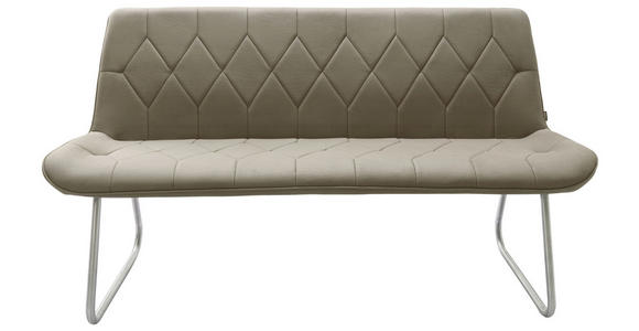 SITZBANK 155/87/65 cm Mikrofaser Taupe  - Taupe/Edelstahlfarben, Design, Textil/Metall (155/87/65cm) - Novel