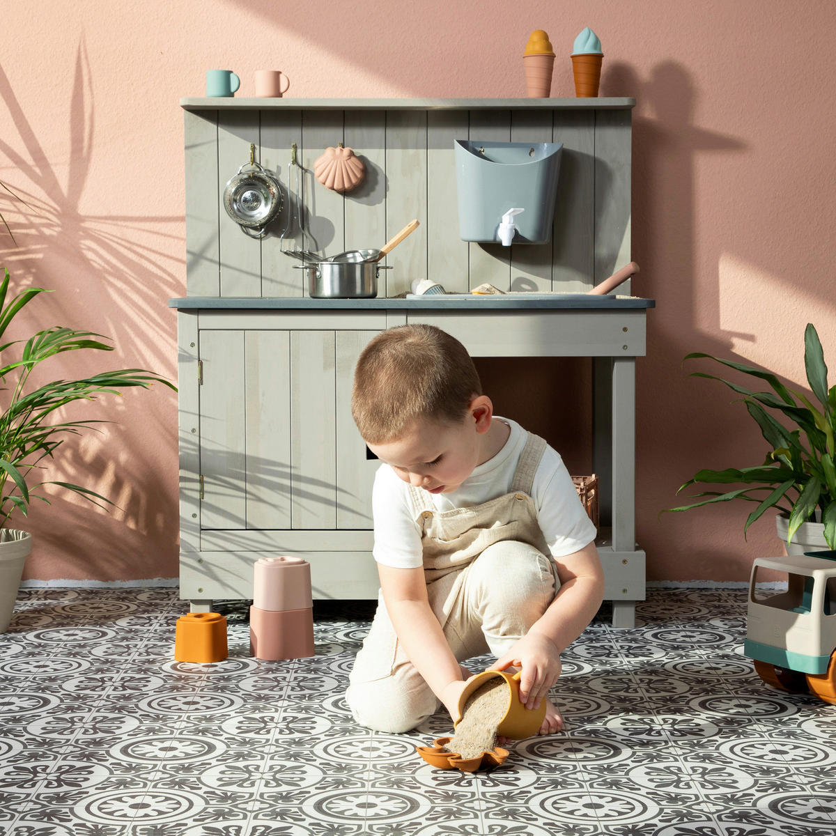 MATSCHKÜCHE  - Hellgrau, Basics, Holz (80/40/90cm) - MUDDY BUDDY