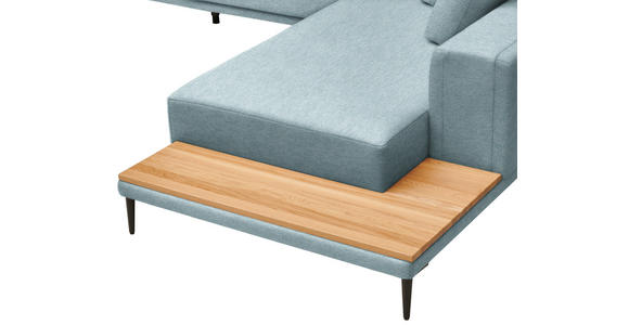 ECKSOFA  in Leinwand Hellblau  318/271 cm  - Schwarz/Hellblau, Design, Textil/Metall (318/271cm) - Belluti