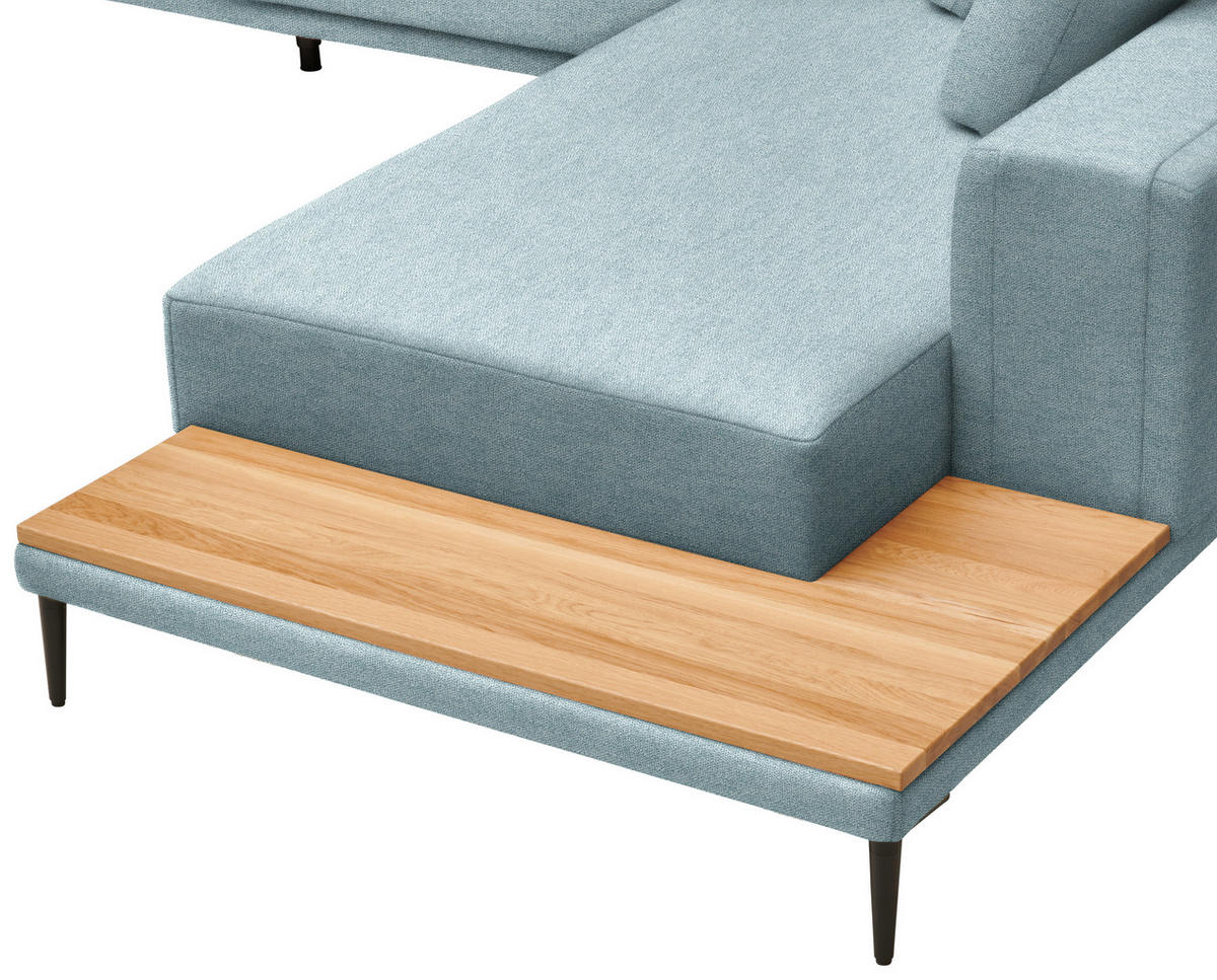 ECKSOFA  in Leinwand Hellblau  318/271 cm  - Schwarz/Hellblau, Design, Textil/Metall (318/271cm) - Belluti