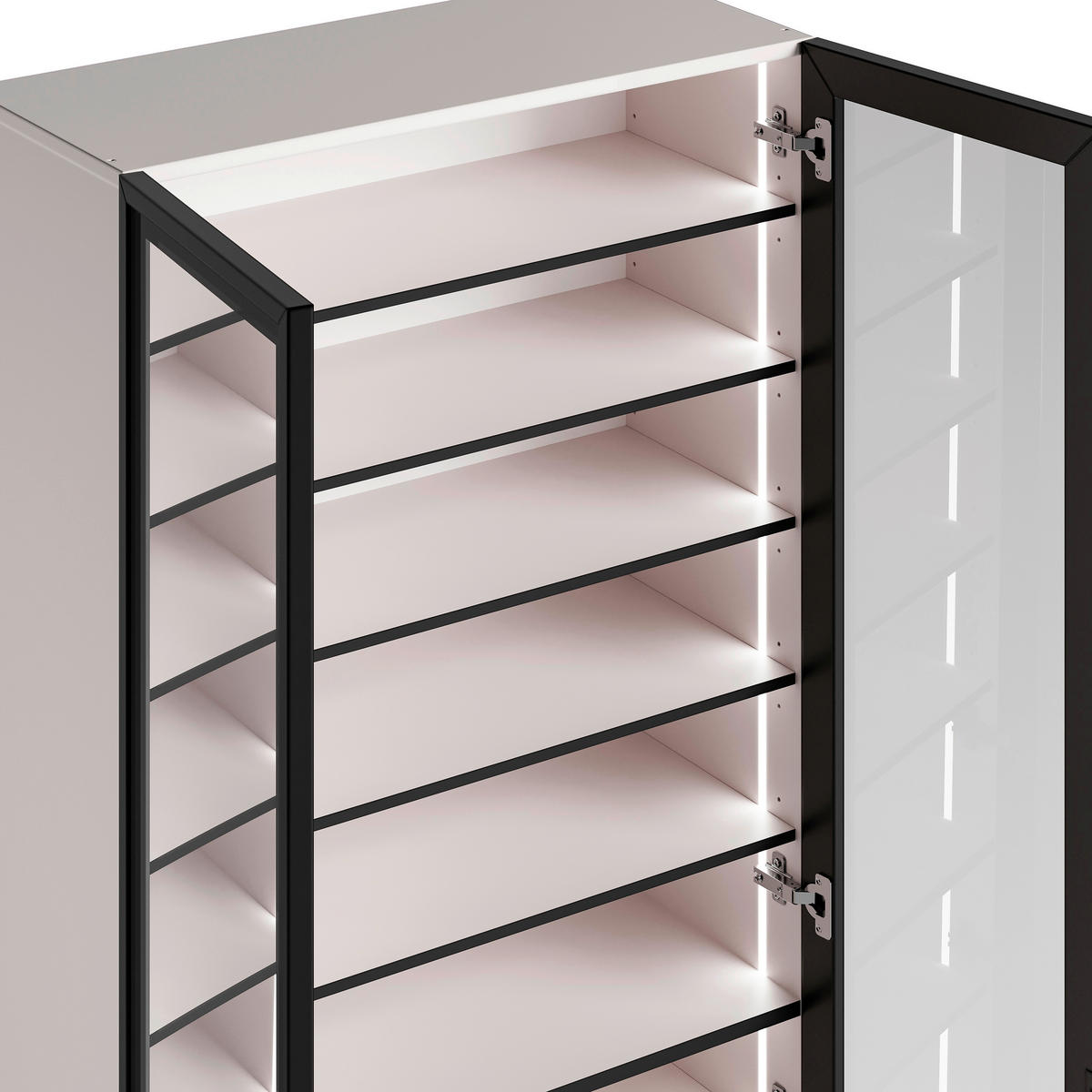 SCHUHSCHRANK Schwarz, Kaschmir  - Kaschmir/Schwarz, Design, Glas/Holzwerkstoff (80/200/34cm) - Voleo