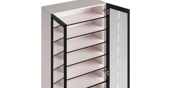 SCHUHSCHRANK  in 80/200/34 cm  - Kaschmir/Schwarz, Design, Glas/Holzwerkstoff (80/200/34cm) - Voleo