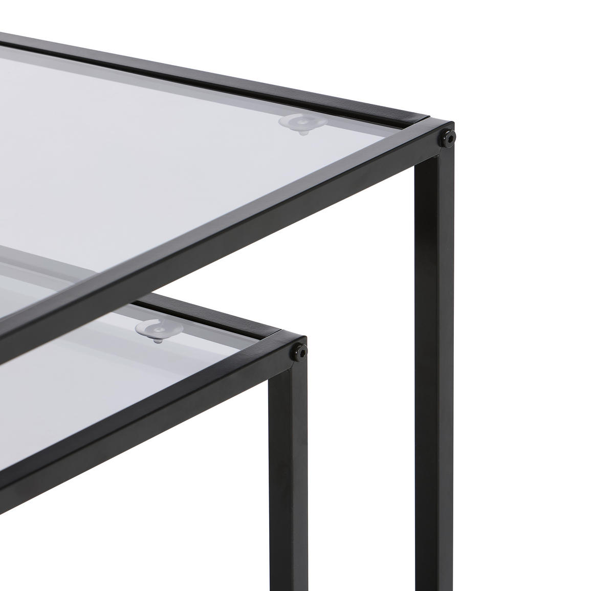 BEISTELLTISCHSET quadratisch Grau, Schwarz  - Schwarz/Grau, Design, Glas/Metall (40-45/40-45/40-50cm) - Carryhome