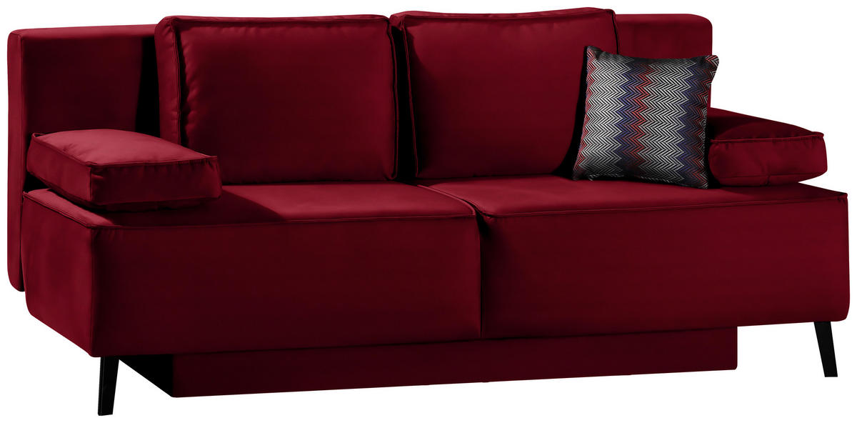 SCHLAFSOFA in Dunkelrot  - Schwarz/Dunkelrot, Konventionell, Textil/Metall (197/91/88cm) - Novel